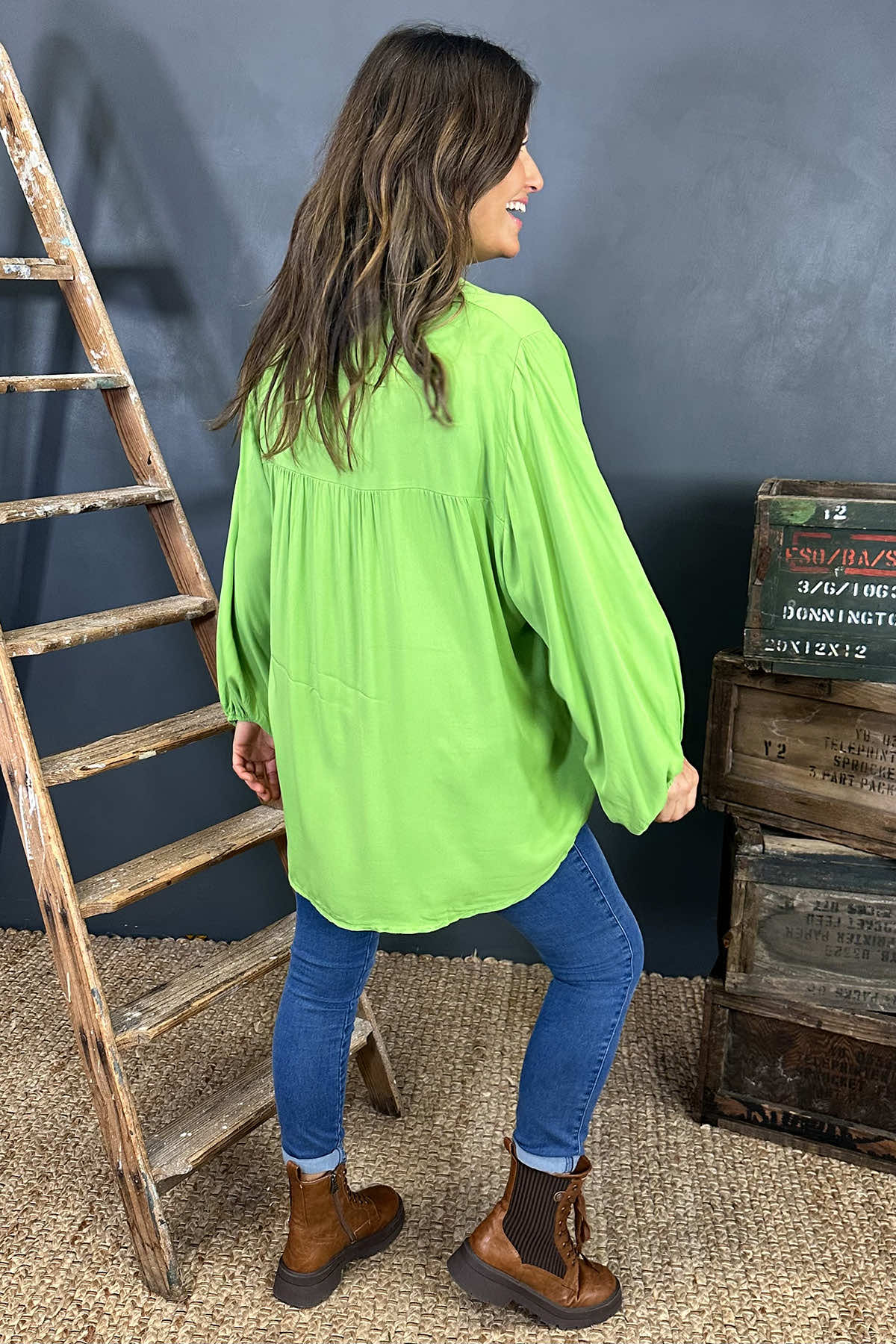 Aubrielle Smock Top Green