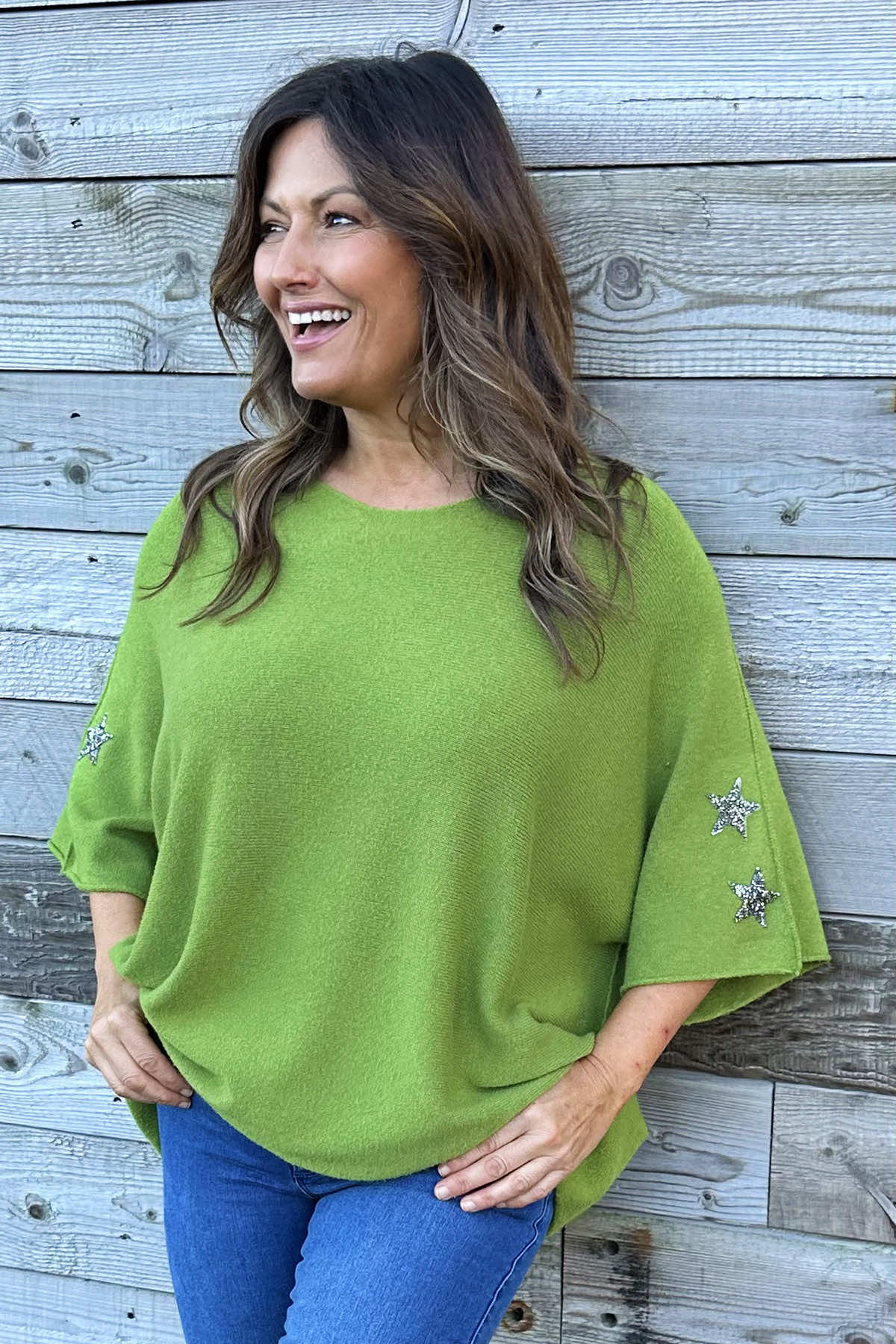 Stella Star Sleeve Knitted Jumper Olive