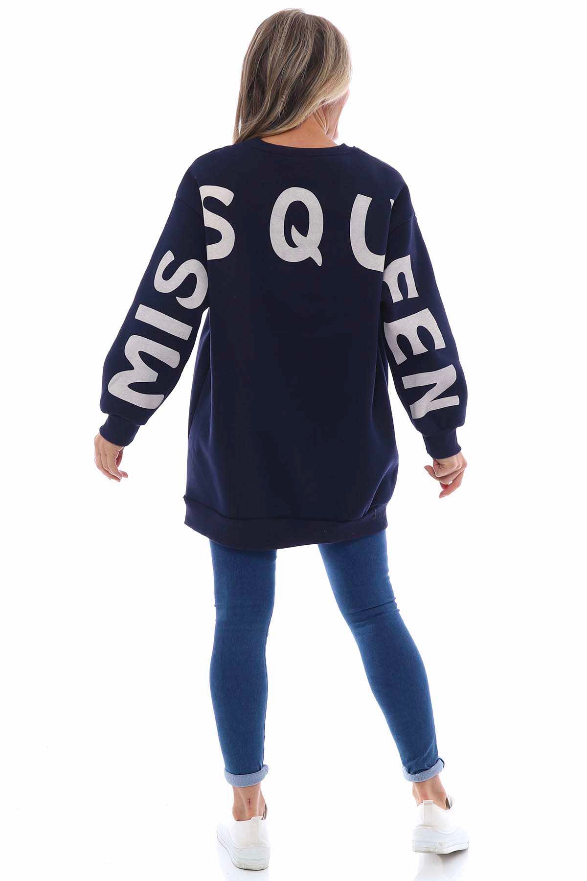 Miss Queen Cotton Sweatshirt Navy