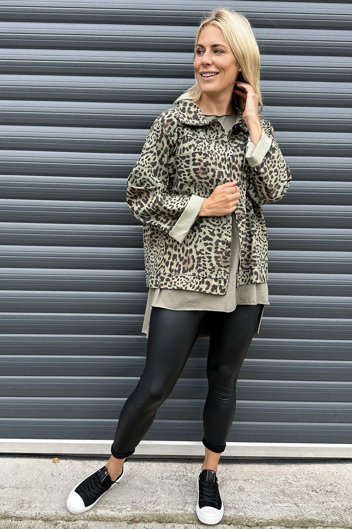 Jasmina Leopard Print Jacket Khaki