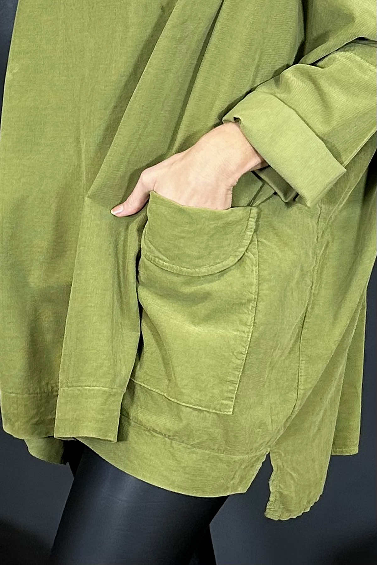 Katia Cowl Neck Cord Top Olive