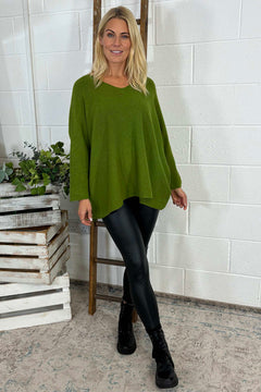 Enya V-Neck Knitted Jumper Moss