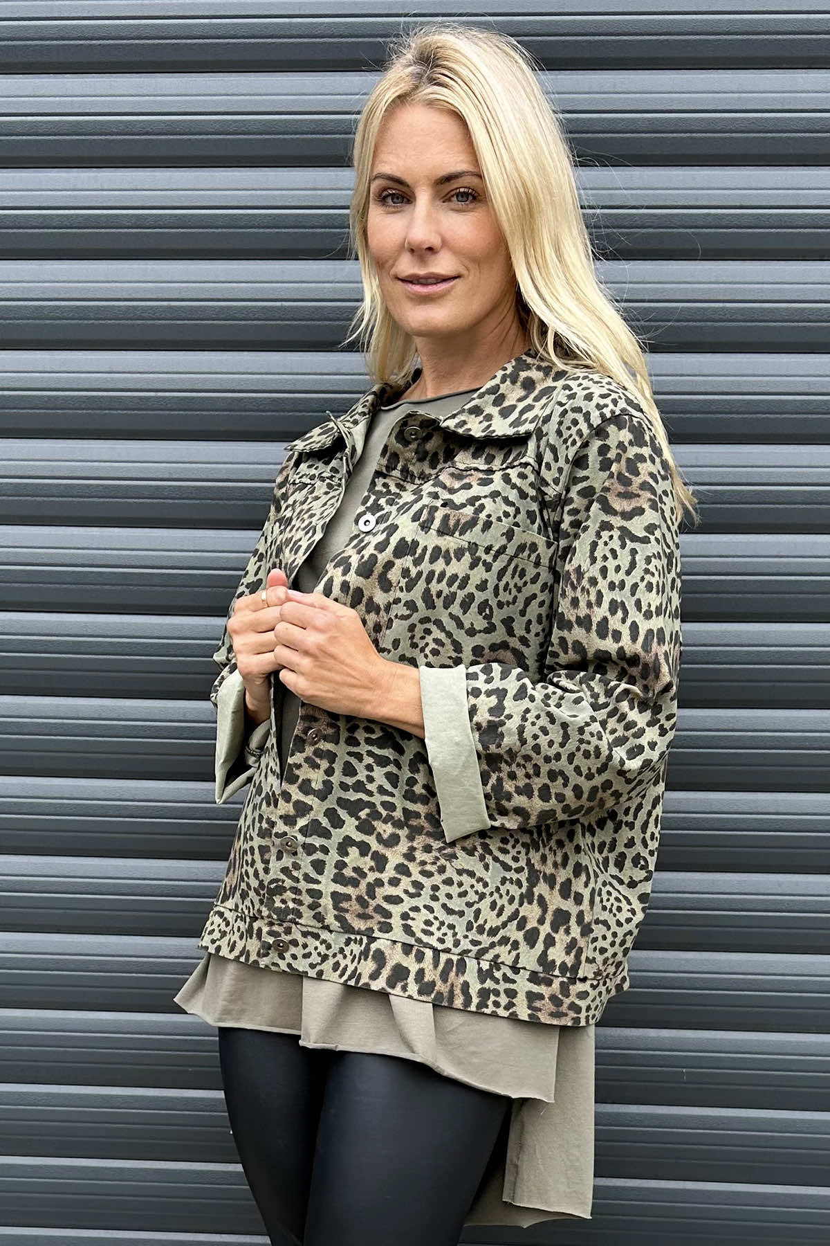 Jasmina Leopard Print Jacket Khaki