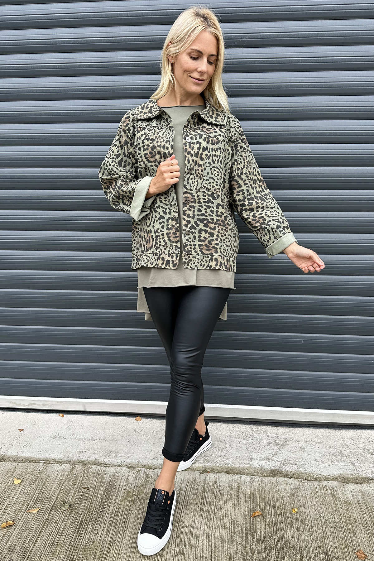 Jasmina Leopard Print Jacket Khaki