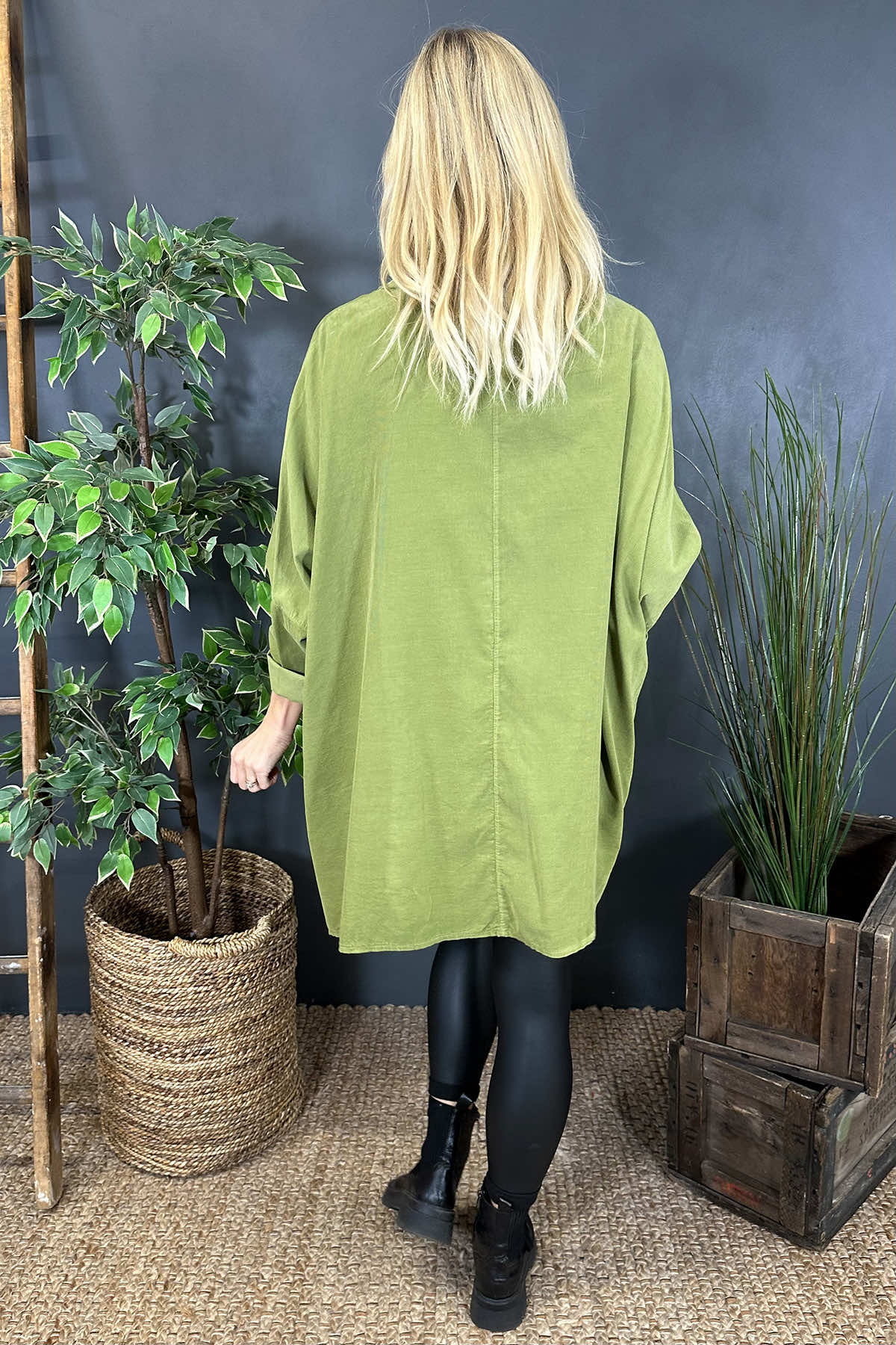 Katia Cowl Neck Cord Top Olive