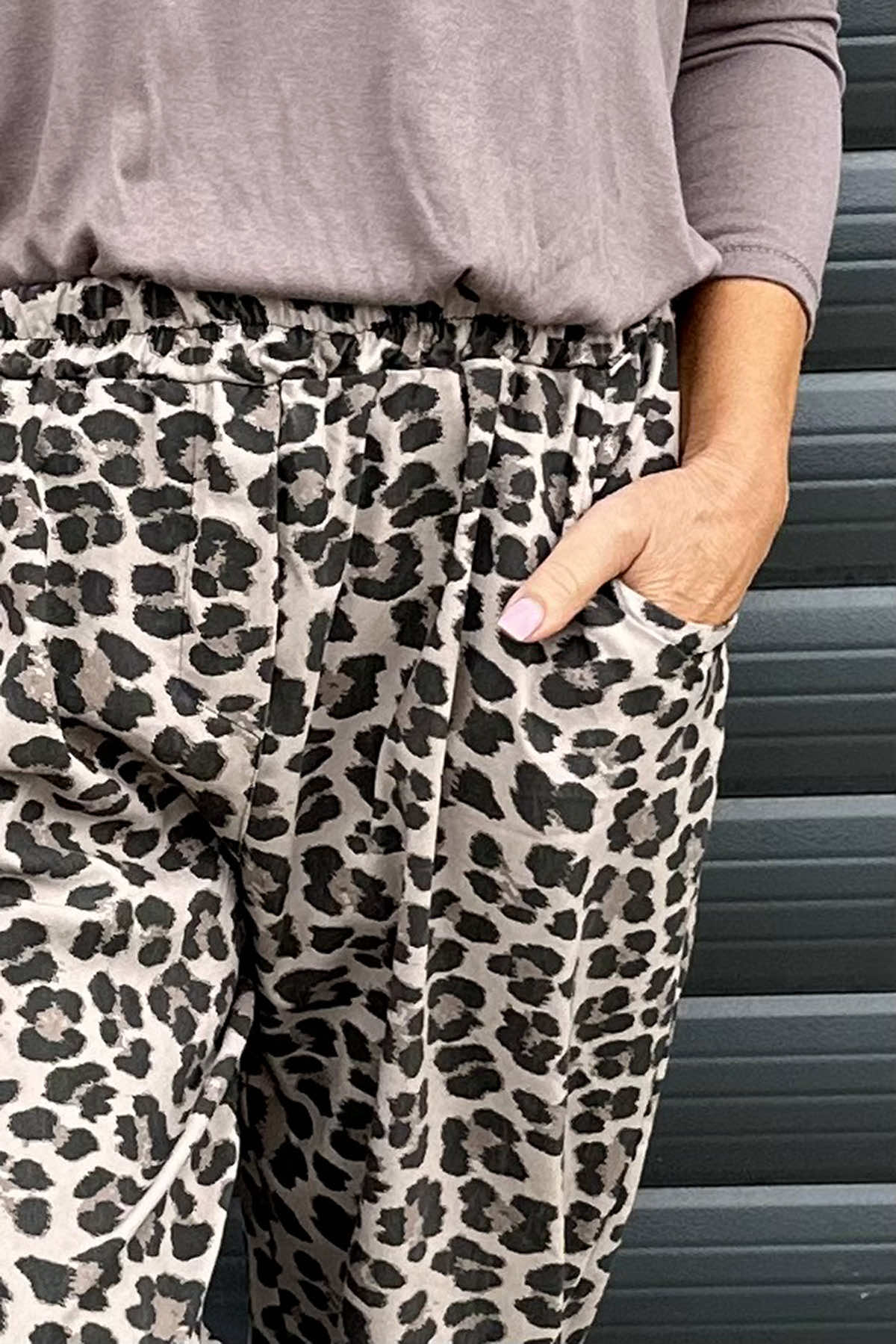 Mindy Leopard Print Trousers Mocha