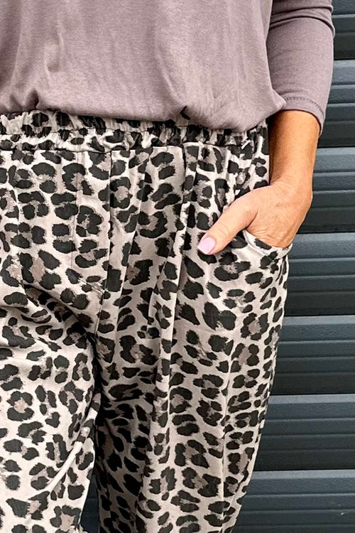 Mindy Leopard Print Trousers Mocha - Image 3