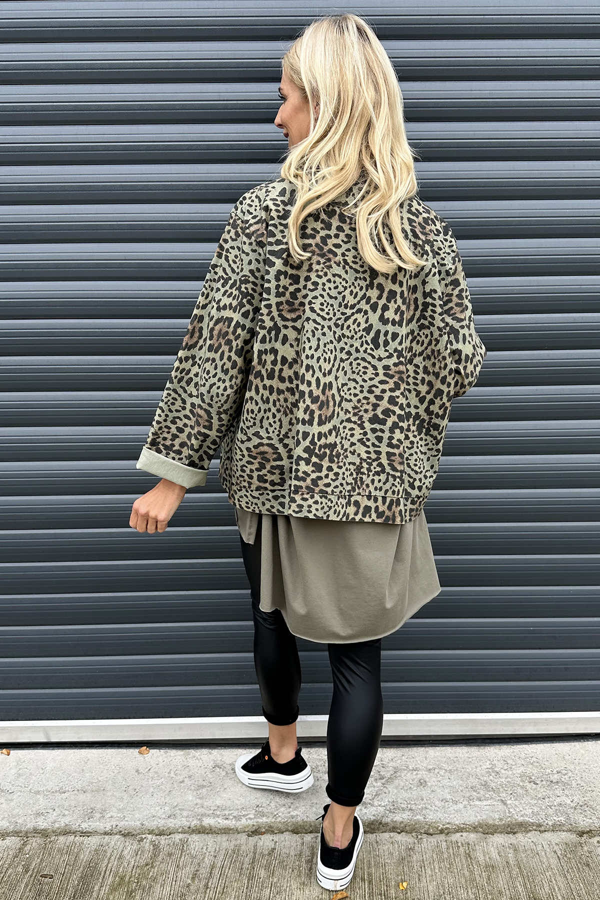 Jasmina Leopard Print Jacket Khaki