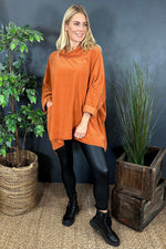 Katia Cowl Neck Cord Top Orange Orange - Katia Cowl Neck Cord Top Orange