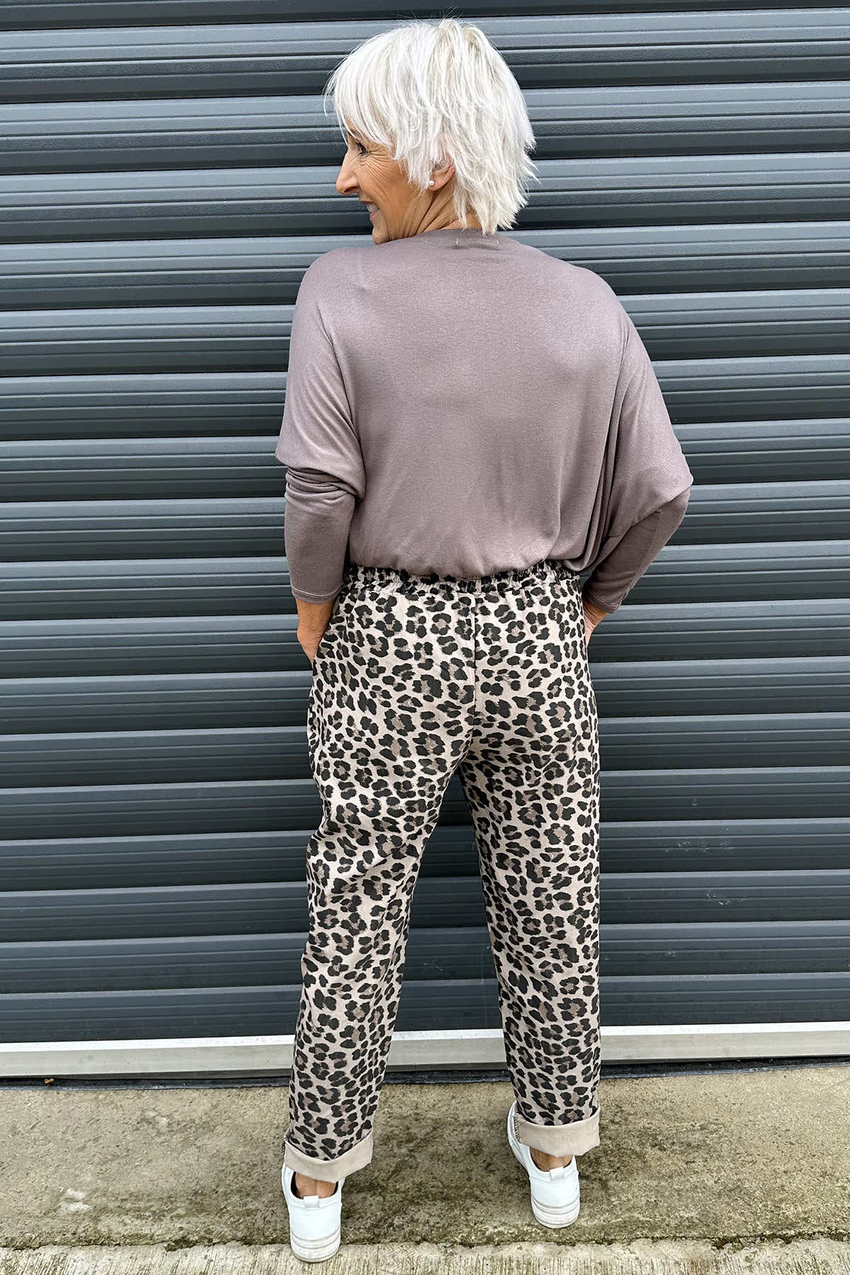 Mindy Leopard Print Trousers Mocha