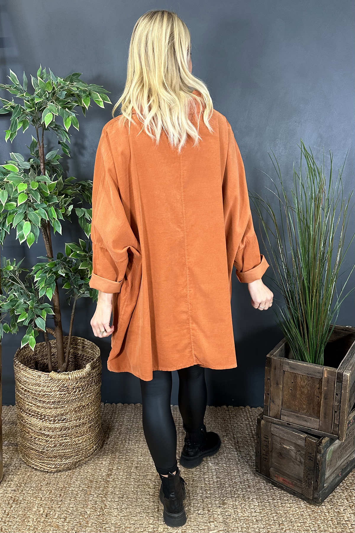 Katia Cowl Neck Cord Top Orange