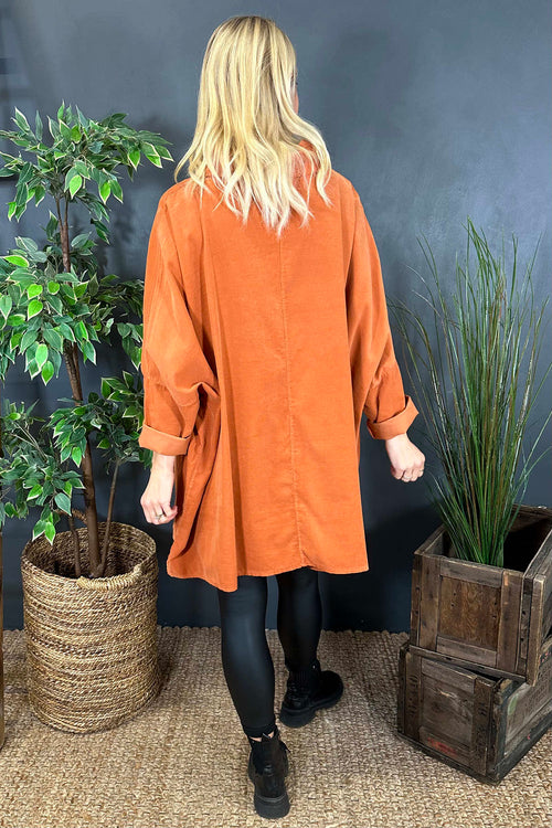 Katia Cowl Neck Cord Top Orange - Image 4