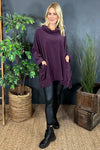 Katia Cowl Neck Cord Top Aubergine