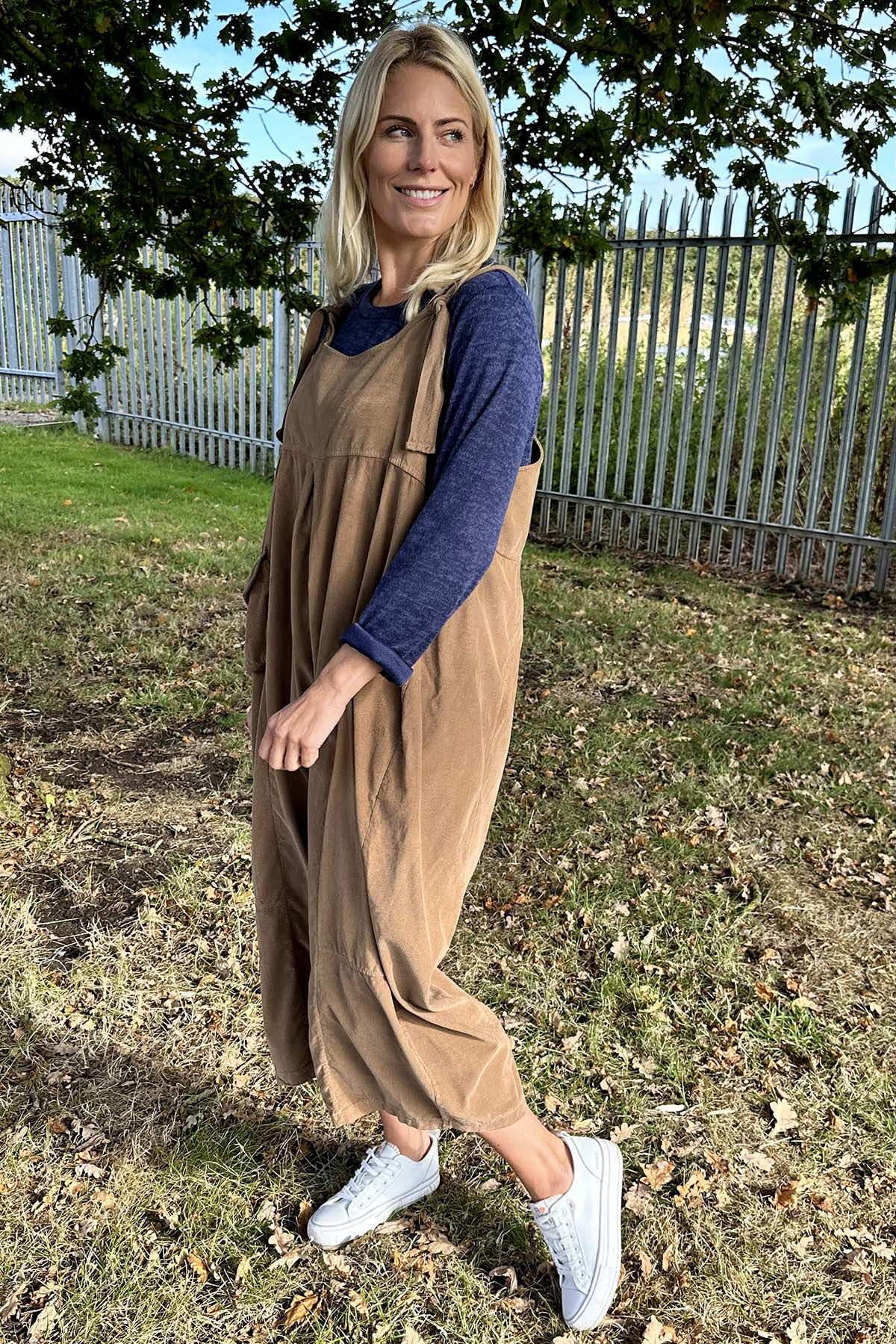 Agnes Needlecord Dungarees Camel