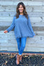 Sally Fringe Hem Jumper Blue Grey