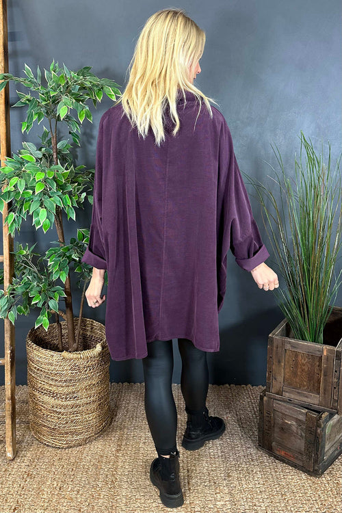 Katia Cowl Neck Cord Top Aubergine - Image 4