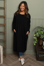 Tina Ribbed Detail Cotton Dress Black Black - Tina Ribbed Detail Cotton Dress Black