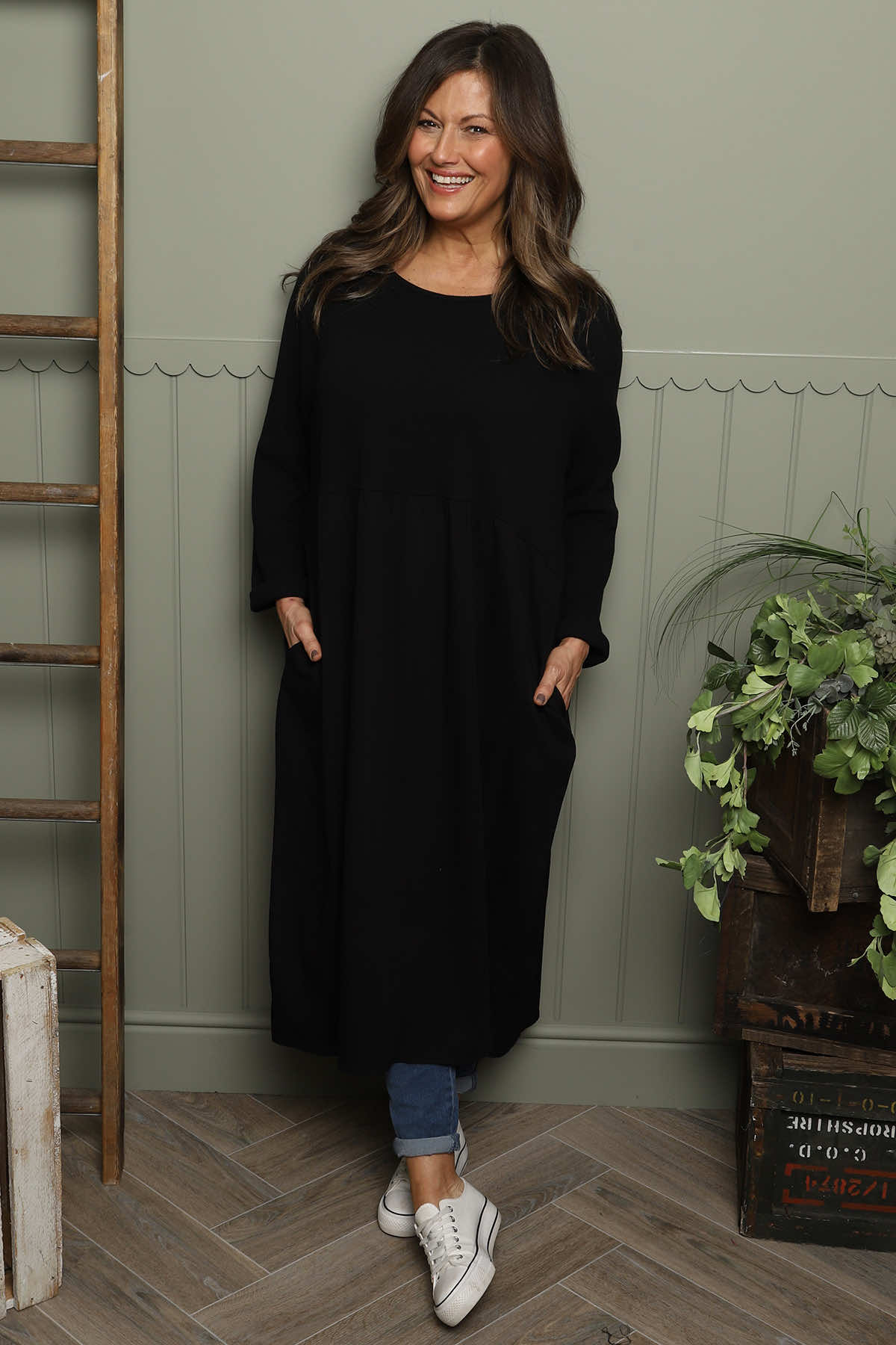 Tina Ribbed Detail Cotton Dress