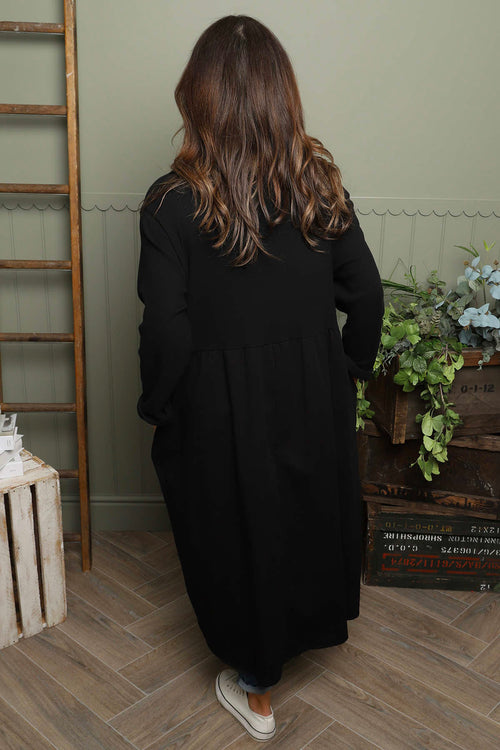 Tina Ribbed Detail Cotton Dress Black - Image 4