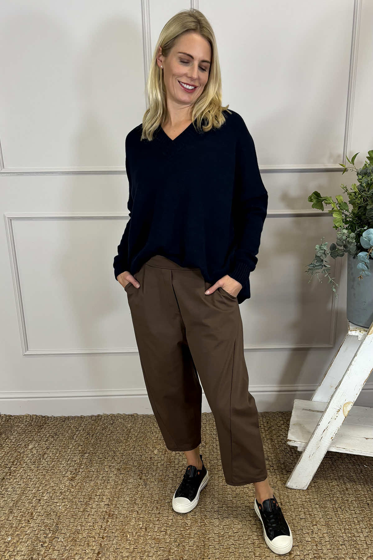 Rosie Two Pocket Cotton Trousers Nutmeg