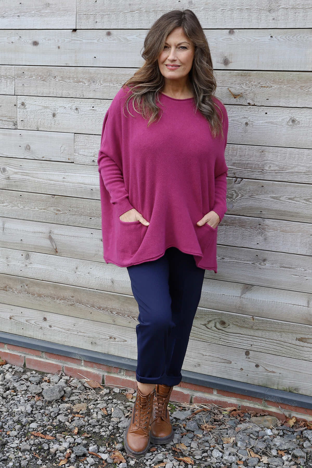 Ferne Pocket Knitted Jumper Berry