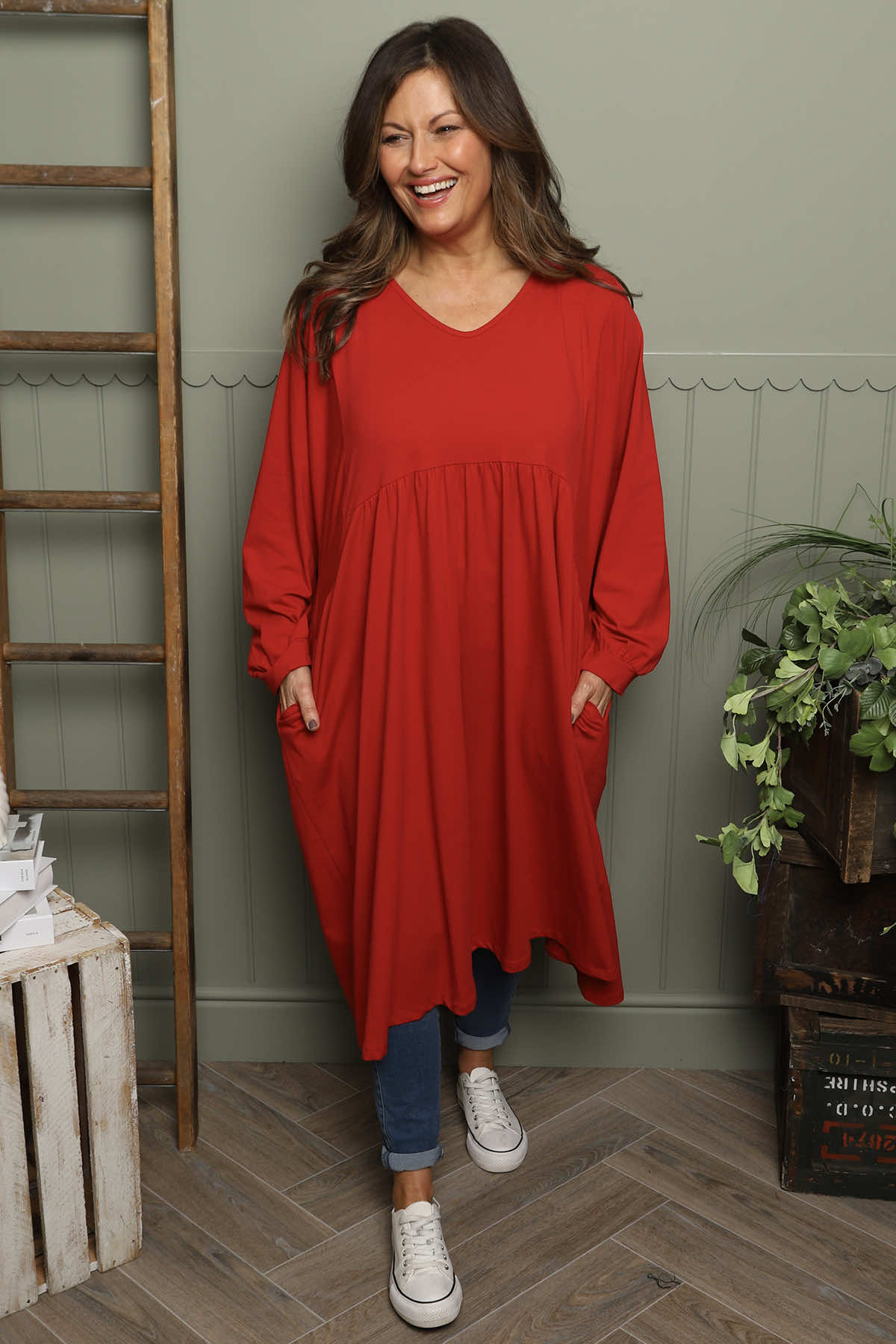 Eliza Cotton Dress Red