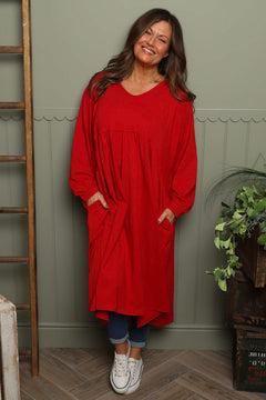 Eliza Cotton Dress Red
