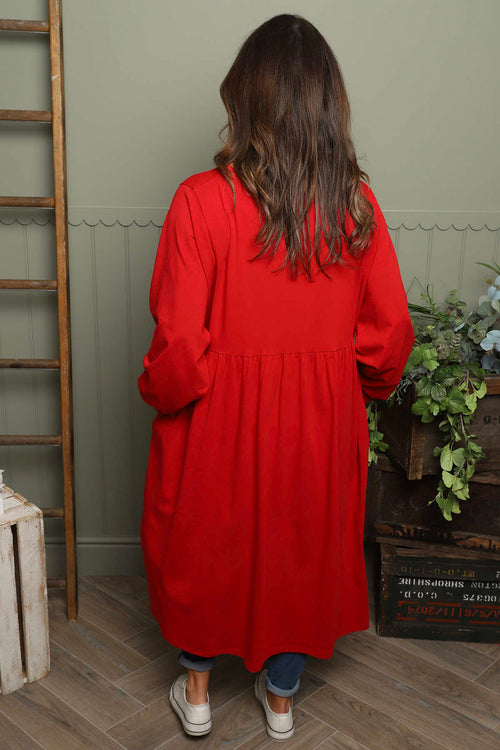 Eliza Cotton Dress Red - Image 4