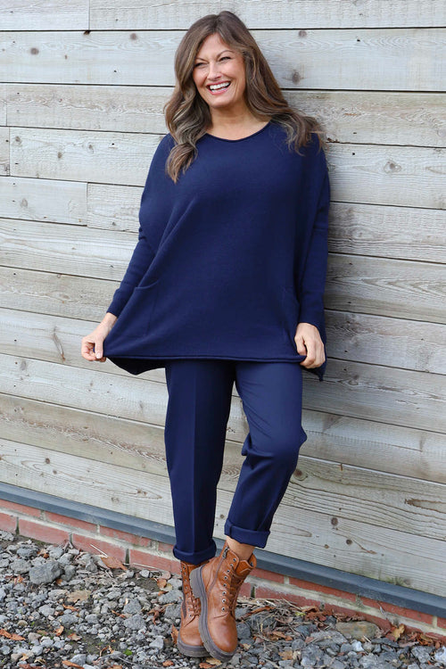 Ferne Pocket Knitted Jumper Navy - Image 1