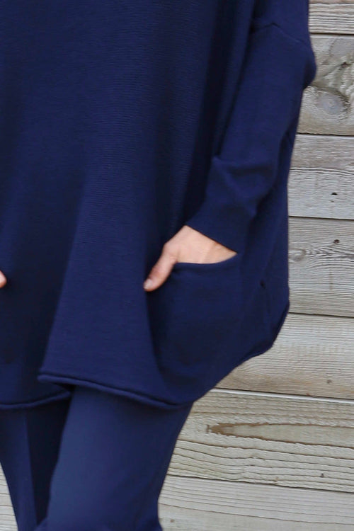 Ferne Pocket Knitted Jumper Navy - Image 3