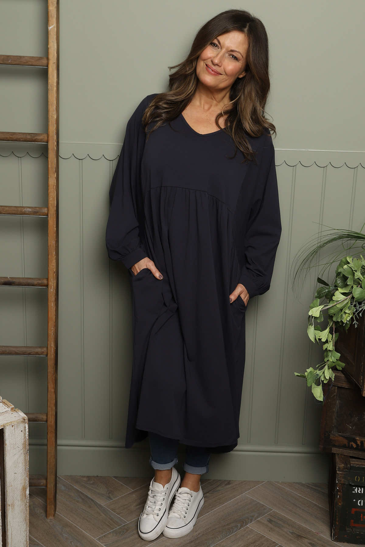 Eliza Cotton Dress Navy