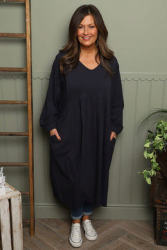 Eliza Cotton Dress Navy
