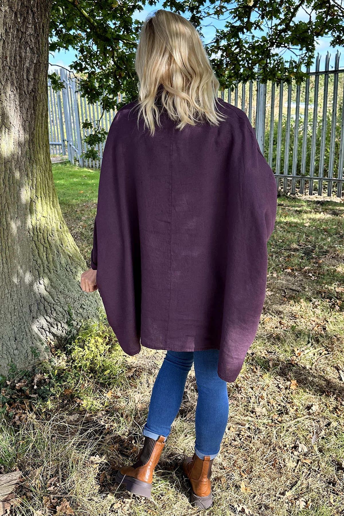 Katia Cowl Neck Linen Top Aubergine