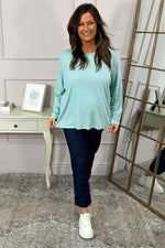 Frances Stripe Sweat Top Aqua Aqua - Frances Stripe Sweat Top Aqua