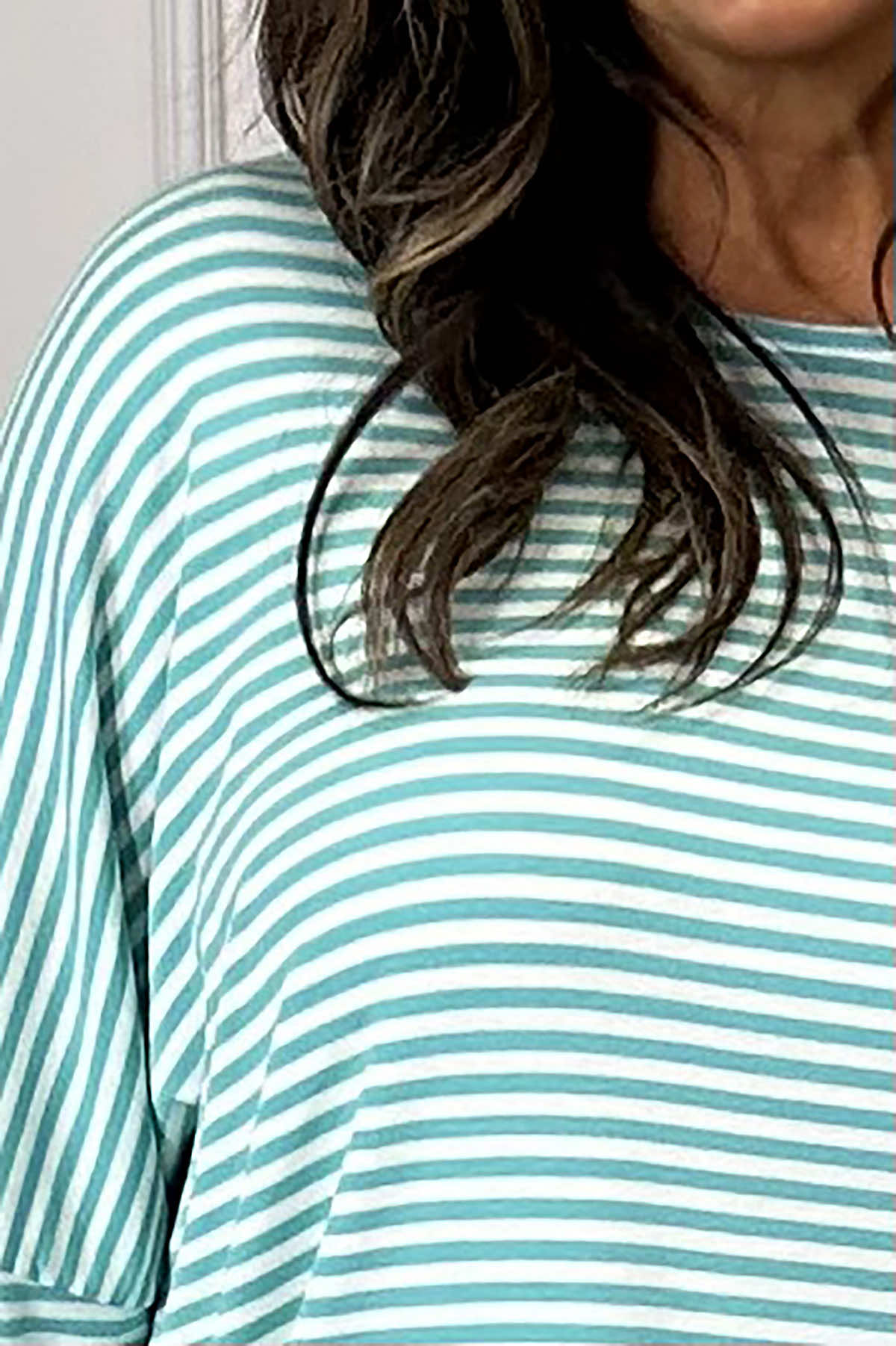 Frances Stripe Sweat Top Aqua