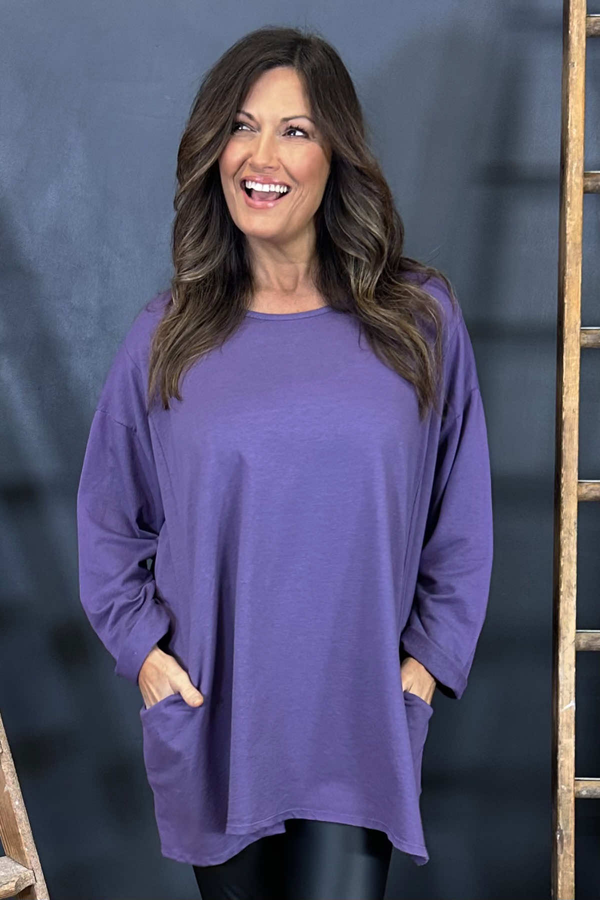 Maude Cotton Pocket Top Purple