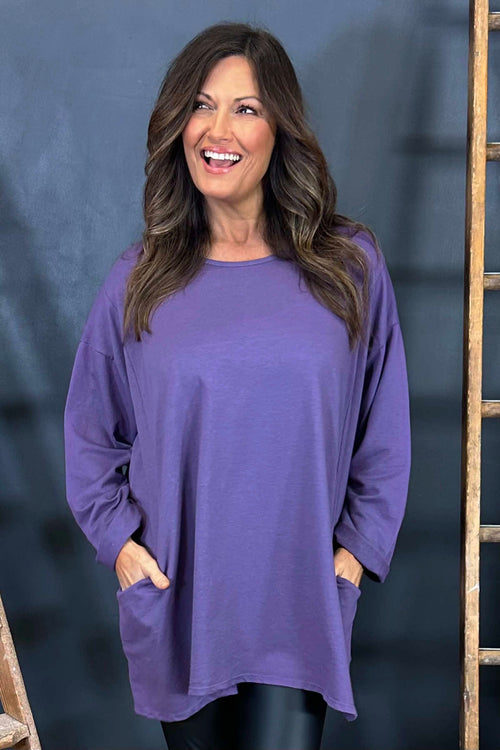 Maude Cotton Pocket Top Purple - Image 2