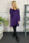 Amie Cowl Neck Cotton Top Dark Purple