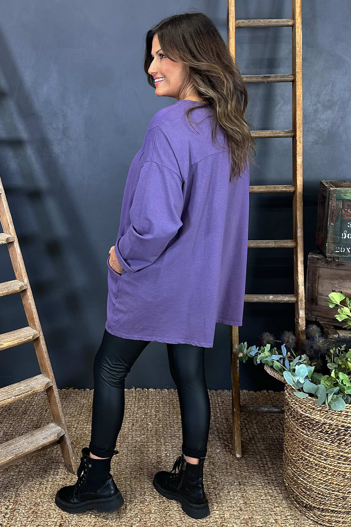 Maude Cotton Pocket Top Purple