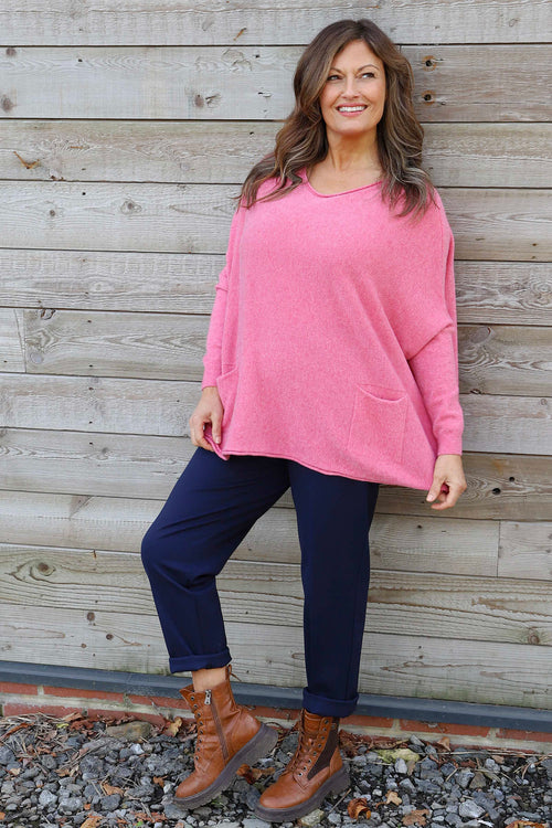 Ferne Pocket Knitted Jumper Pink - Image 1