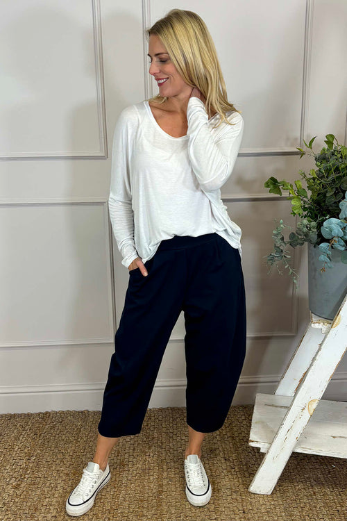 Rosie Two Pocket Cotton Trousers Navy - Image 4