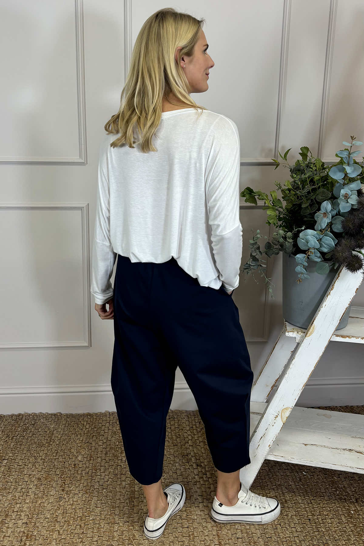 Rosie Two Pocket Cotton Trousers Navy