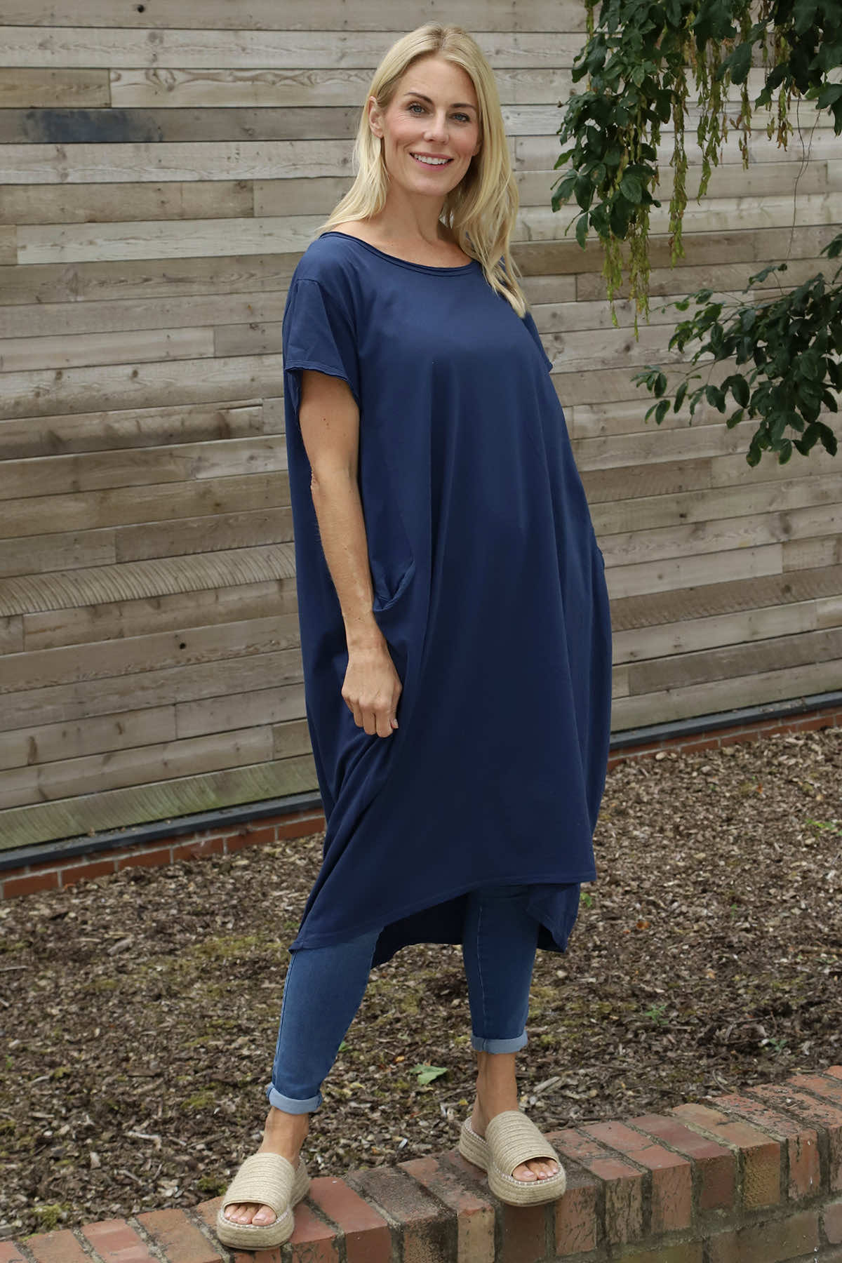Clara Cotton Dress Navy