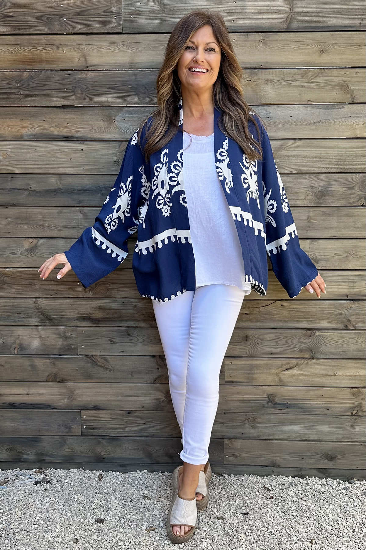 Isla Print Jacket Navy