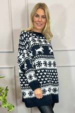 Dasher Festive Knitted Jumper Navy Navy - Dasher Festive Knitted Jumper Navy