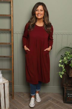 Joanna Cotton Dress Wine