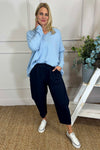 Rosie Two Pocket Cotton Trousers Navy