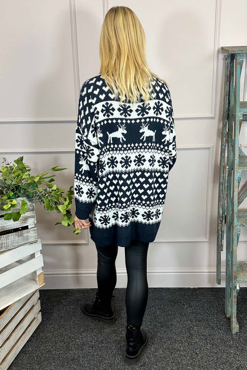 Dasher Festive Knitted Jumper Navy - Image 4