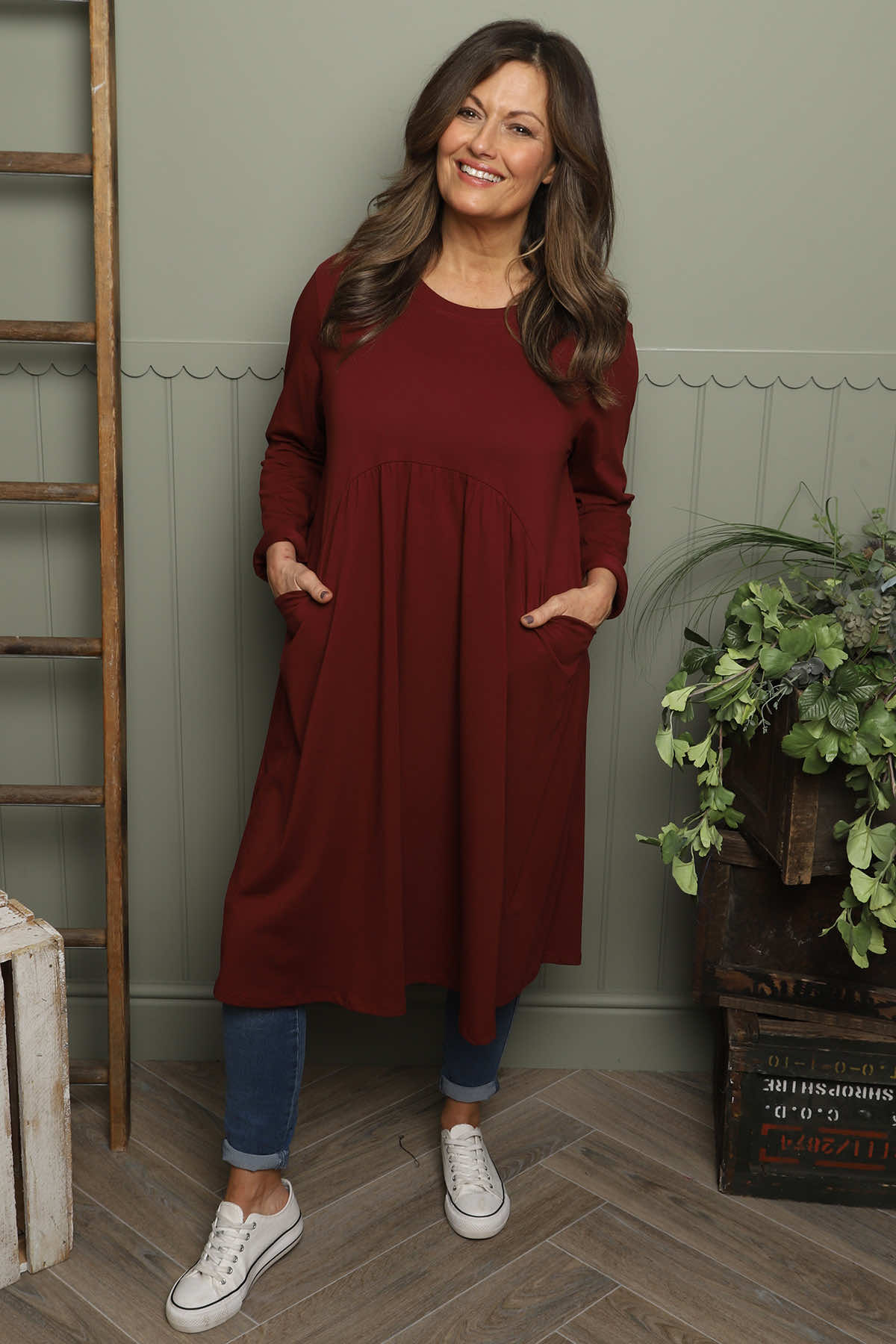 Joanna Cotton Dress Wine