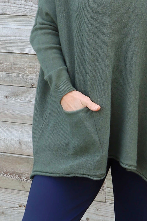 Ferne Pocket Knitted Jumper Khaki - Image 3
